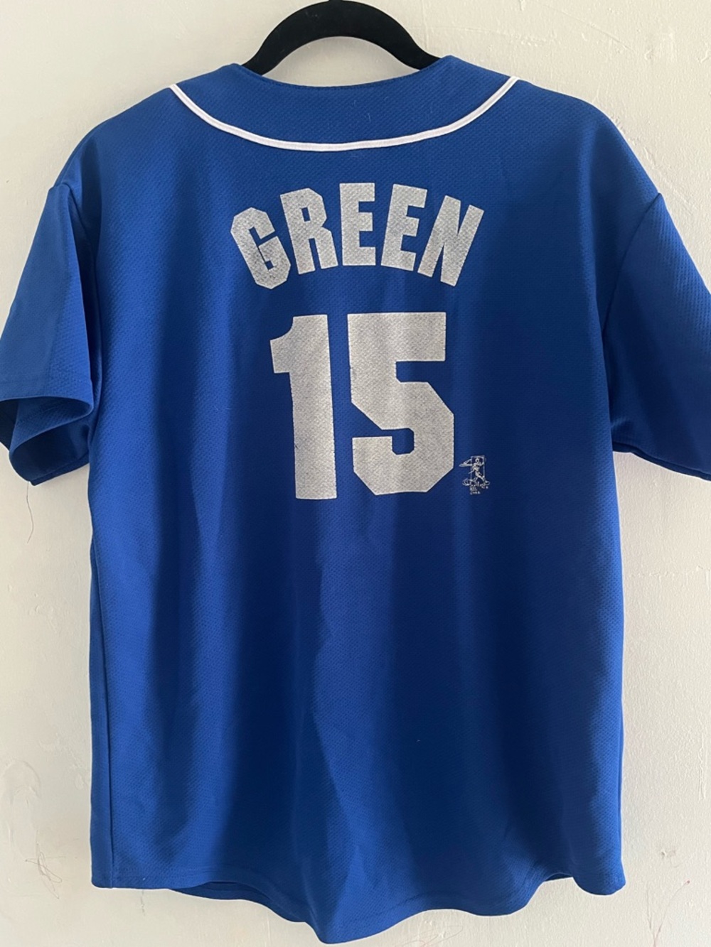 Dodgers Majestic Blue Baseball Button-Up Jersey with White Piping - Picture 5 of 5